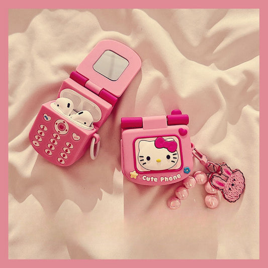 Kitty Flip Phone Airpods Case with Mirrow